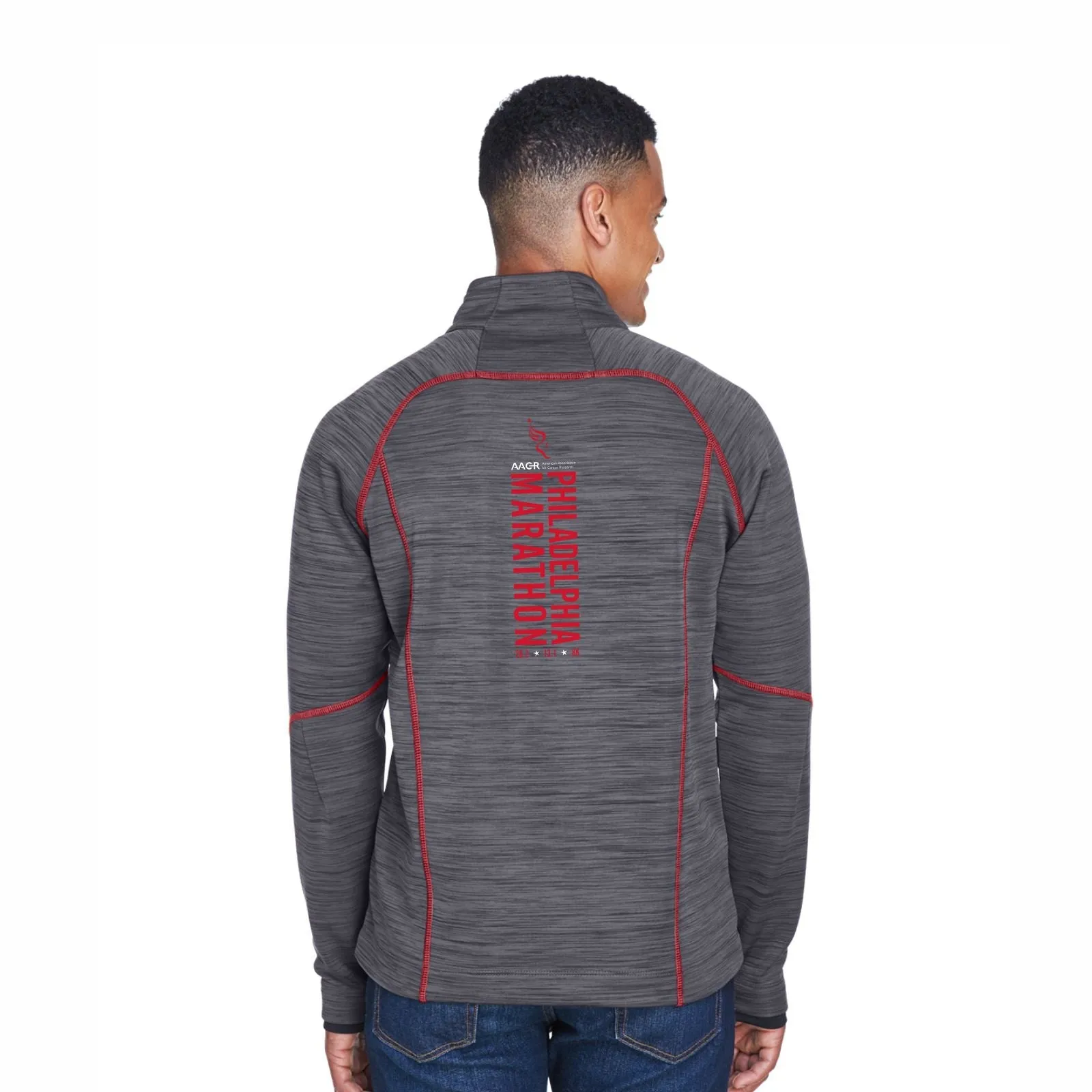 Adult Melange Zip Jacket -Carbon/Red- AACR Big Back