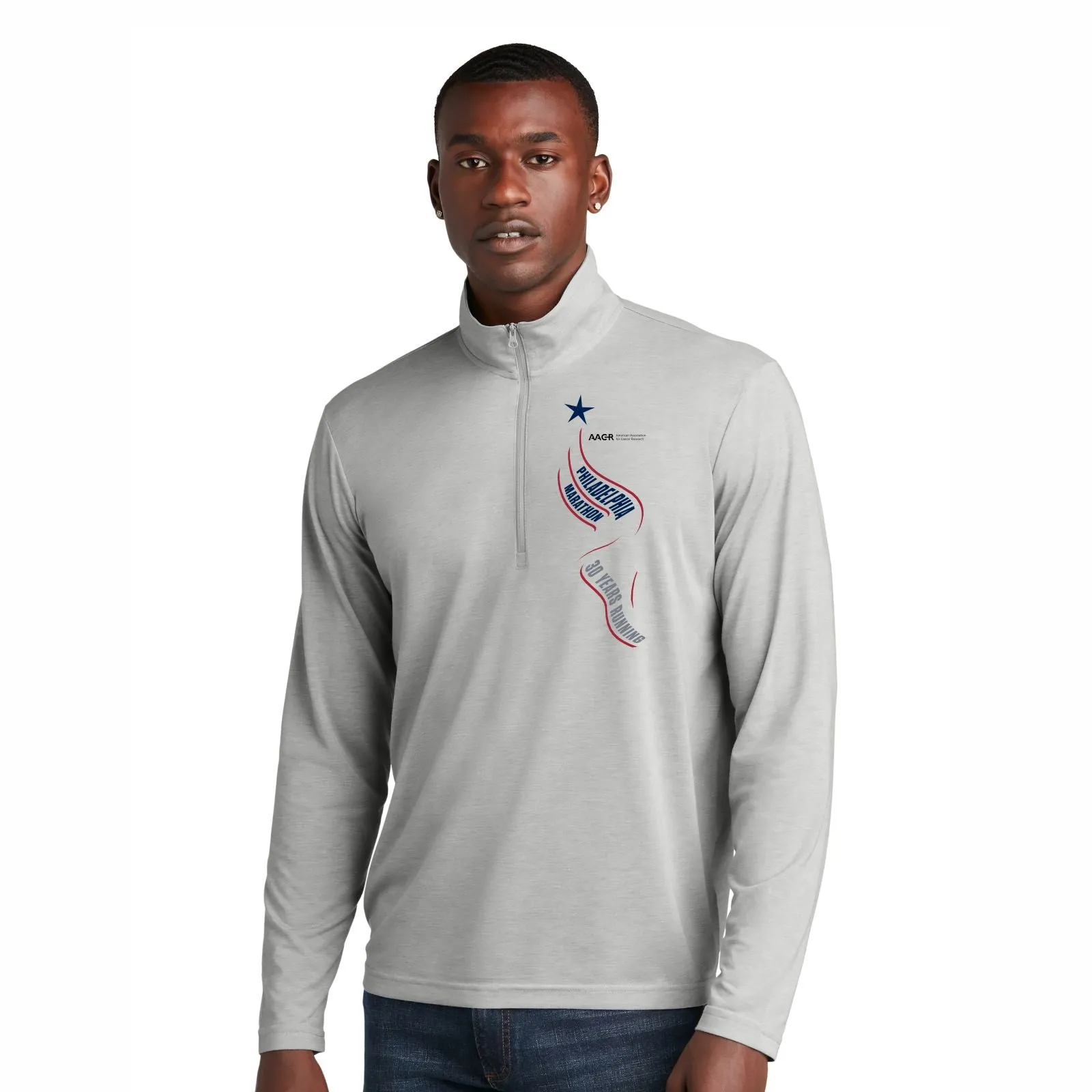 Adult Tech Triblend 1/4 Zip -Light Grey Heather- AACR LCP
