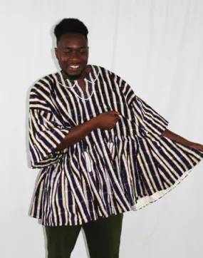 African Batakari / Fugu - Blue & Yellow