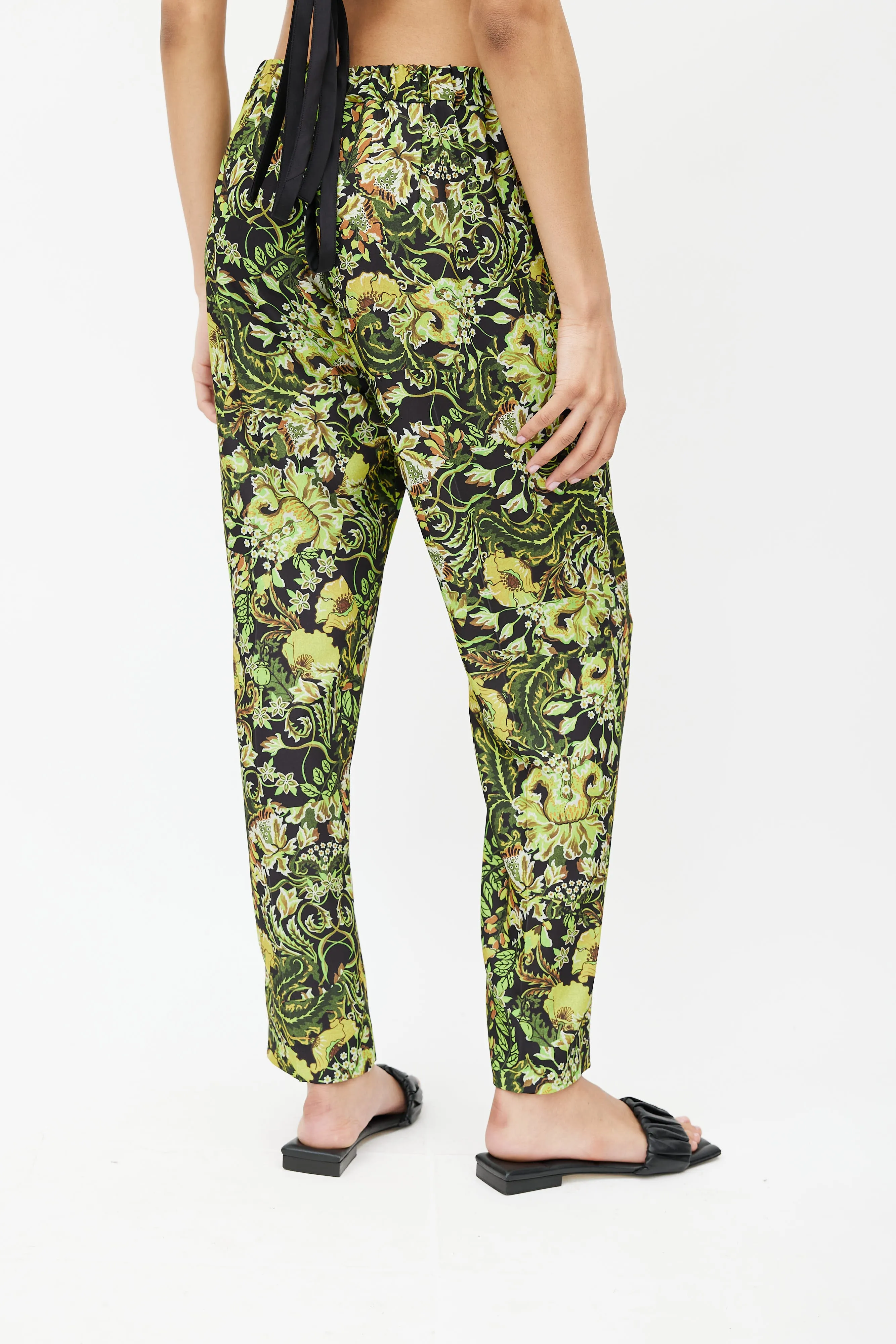 Black & Green Floral Trouser
