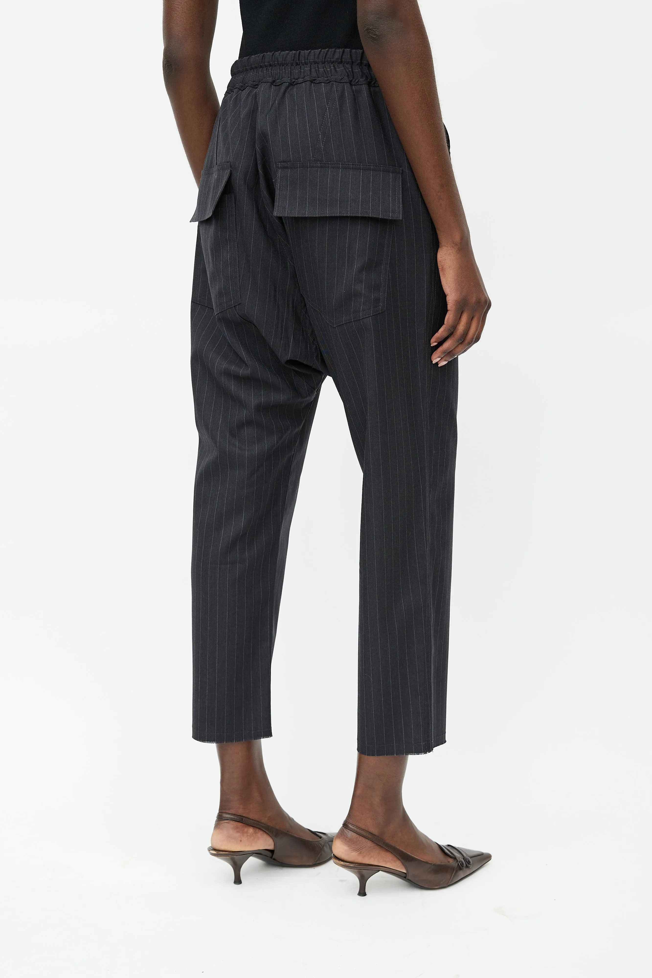 Black Striped Drawstring Trouser