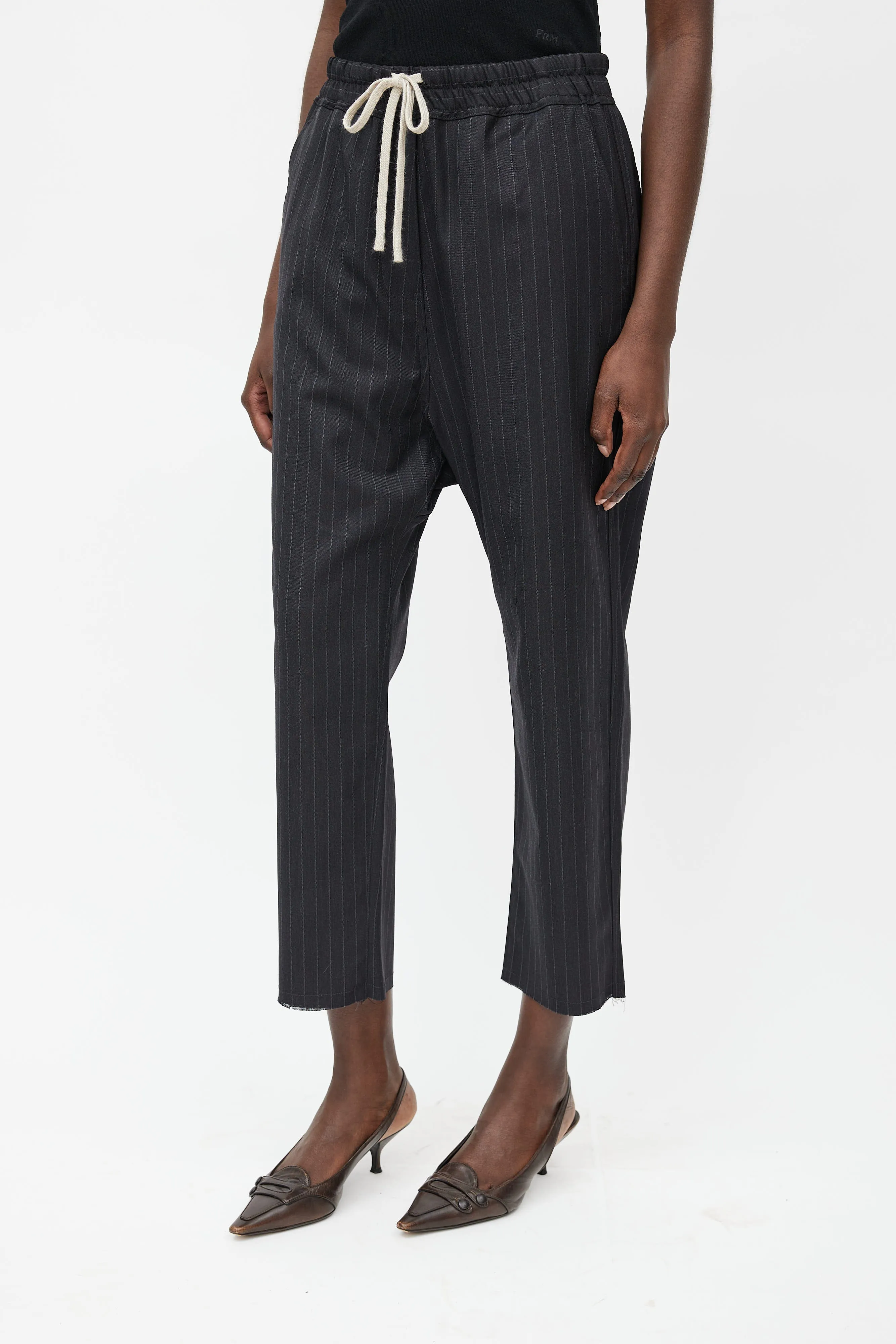 Black Striped Drawstring Trouser