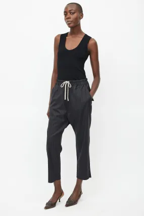 Black Striped Drawstring Trouser