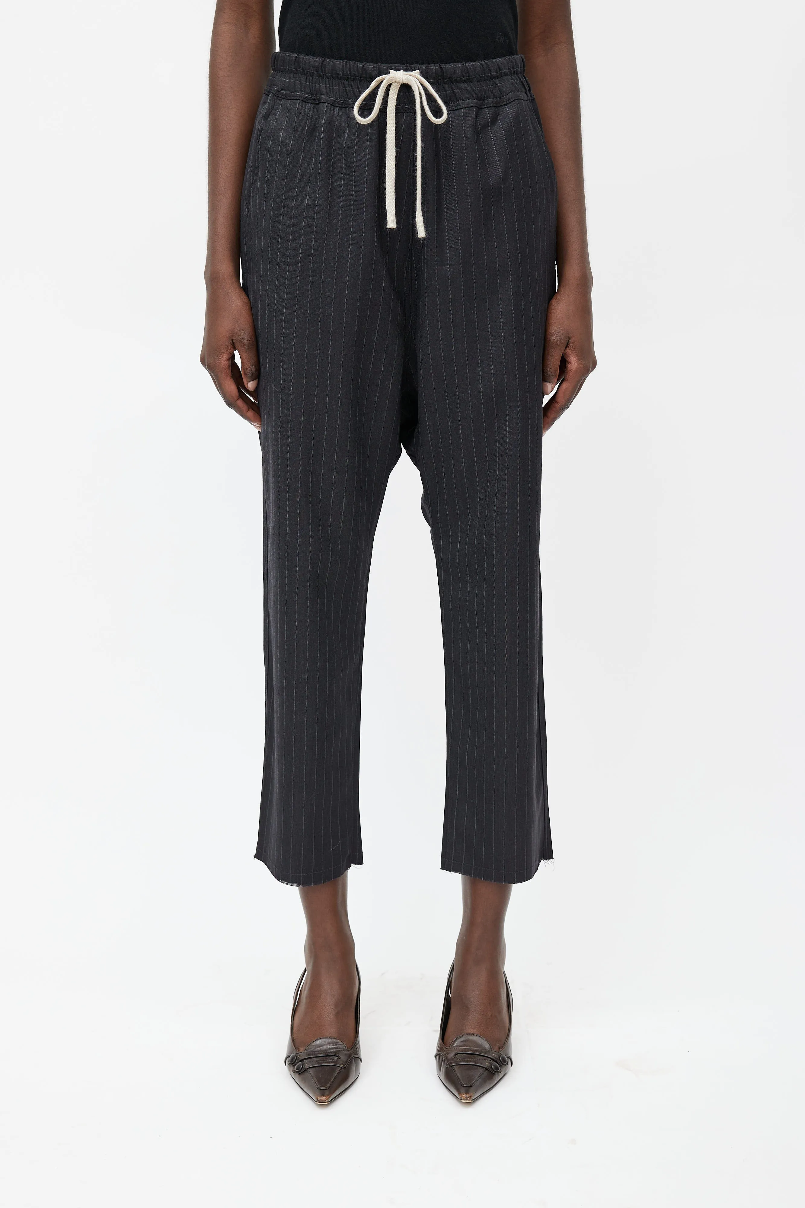 Black Striped Drawstring Trouser