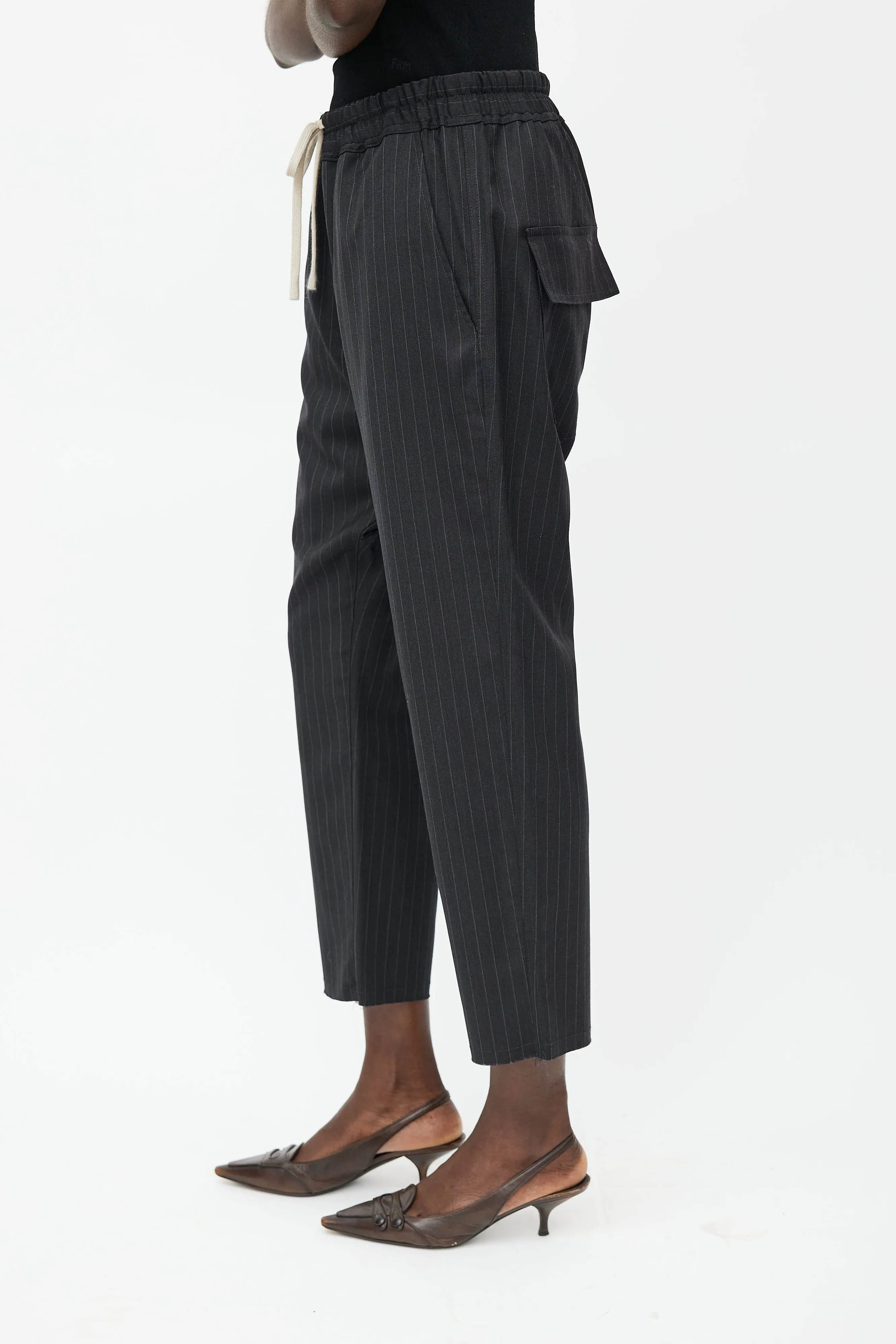 Black Striped Drawstring Trouser