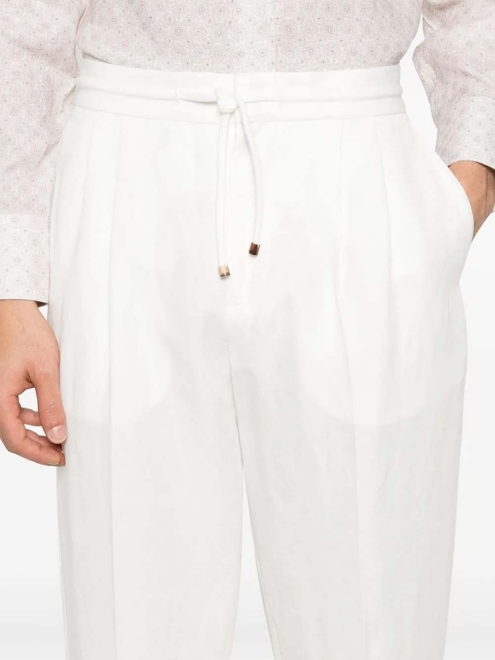 Brunello Cucinelli linen blend drawstring trousers