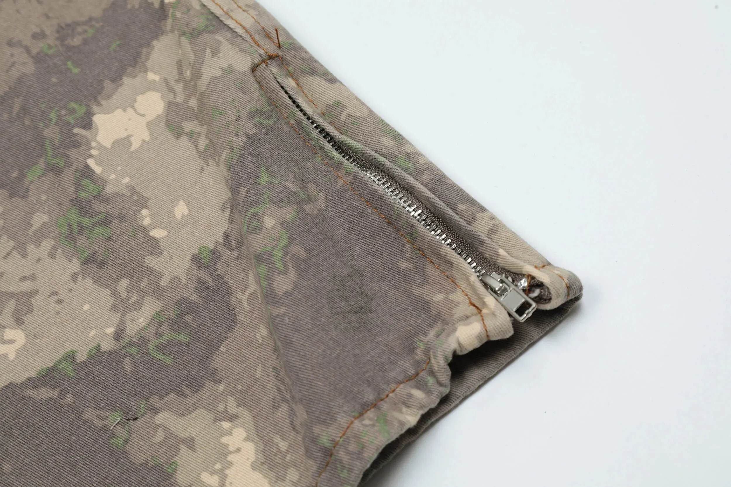 Camo Cargo Pants with Braided Hemp Rope Belt