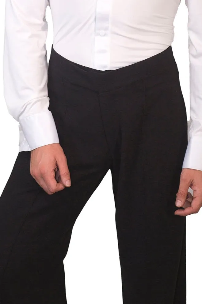 Dance America MP1 Men's Simple Black Latin or Smooth Ballroom Dance Pants without Satin Stripe in Stock