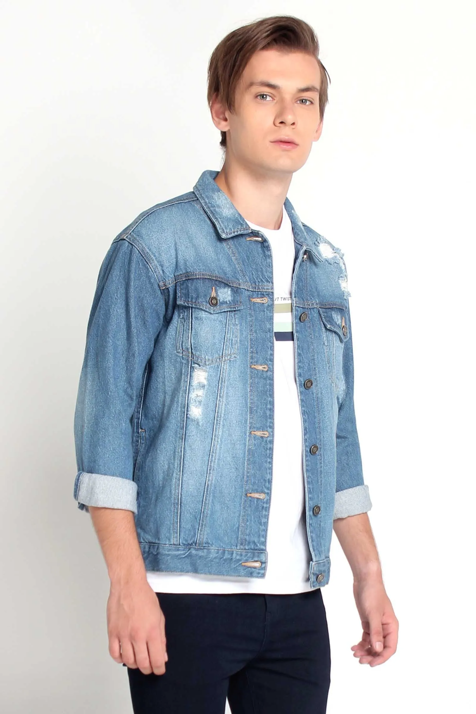 Denim Trucker Jacket With Pocket Detail