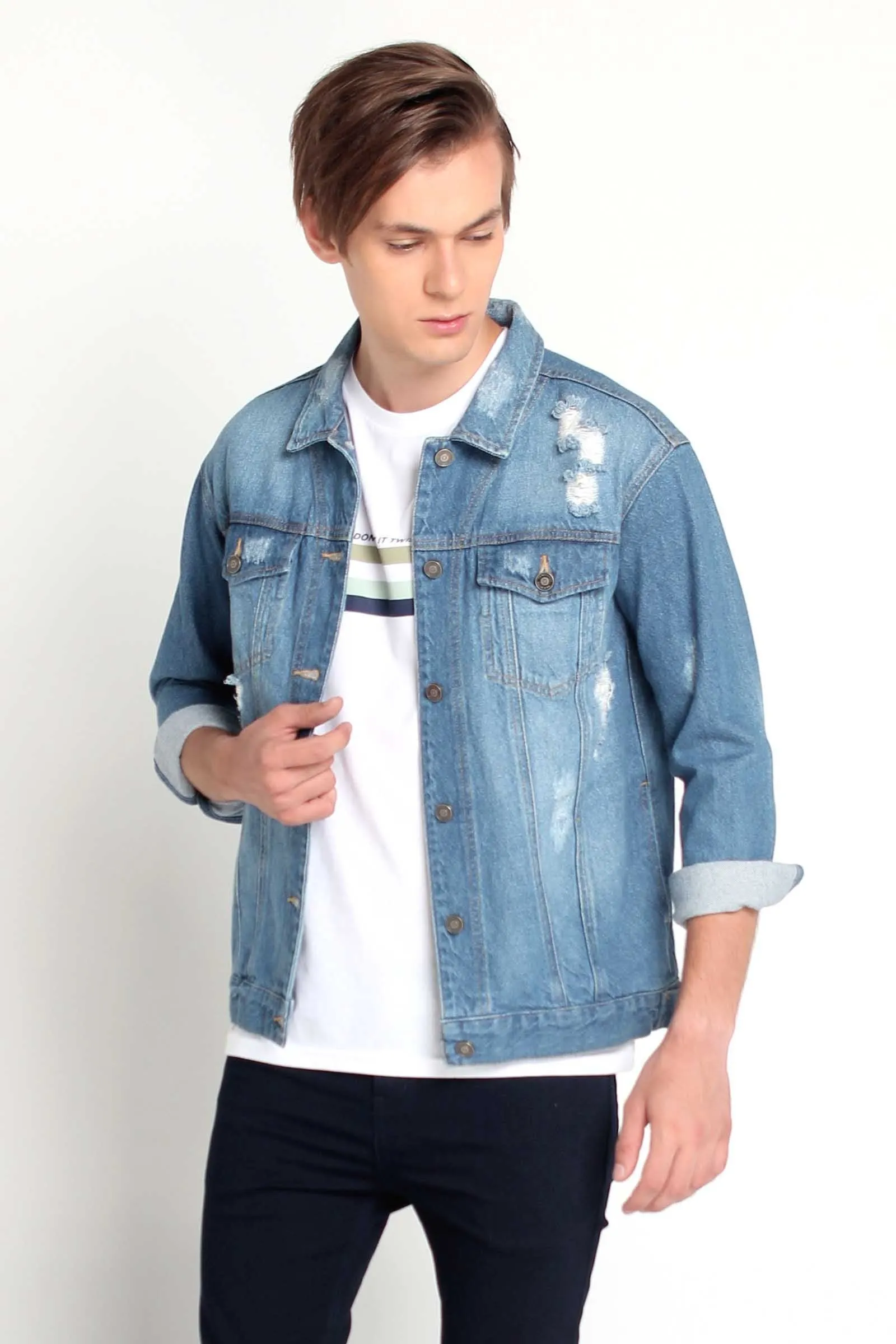 Denim Trucker Jacket With Pocket Detail