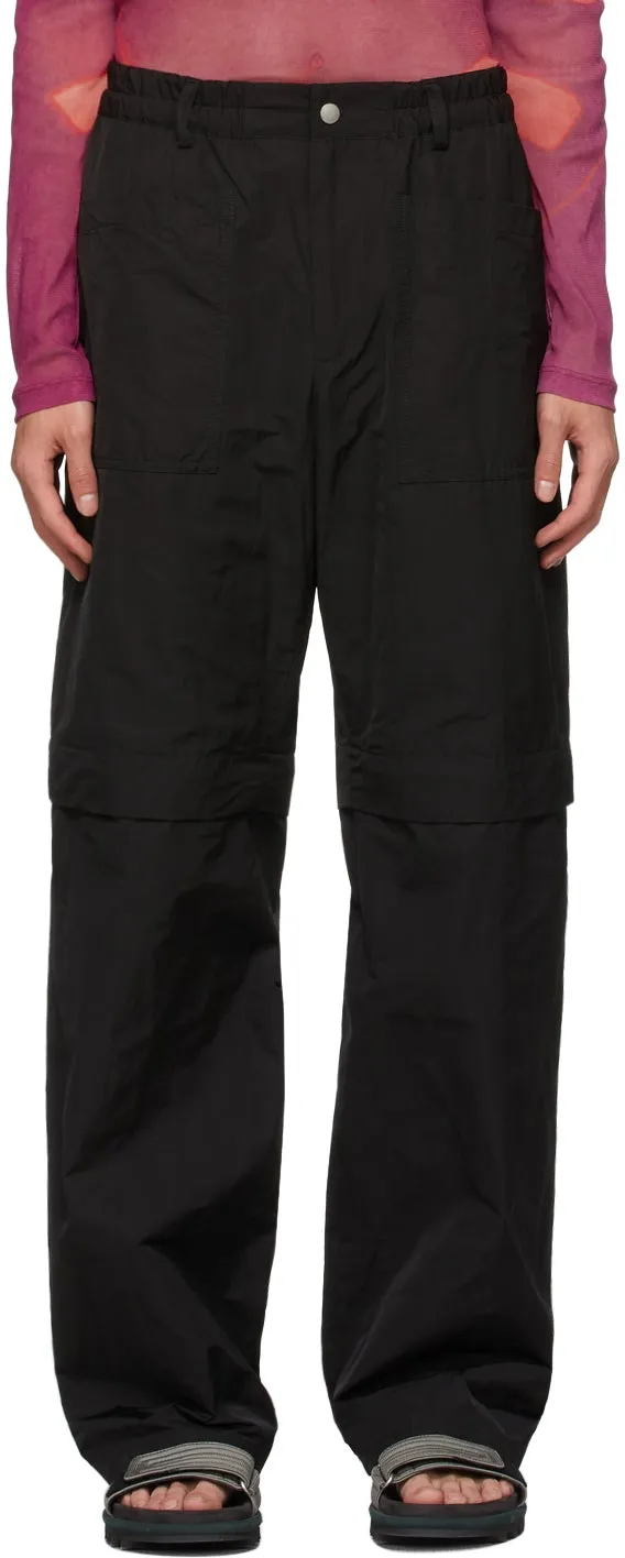 Dries Van Noten Black Crinkled Taffeta Trousers