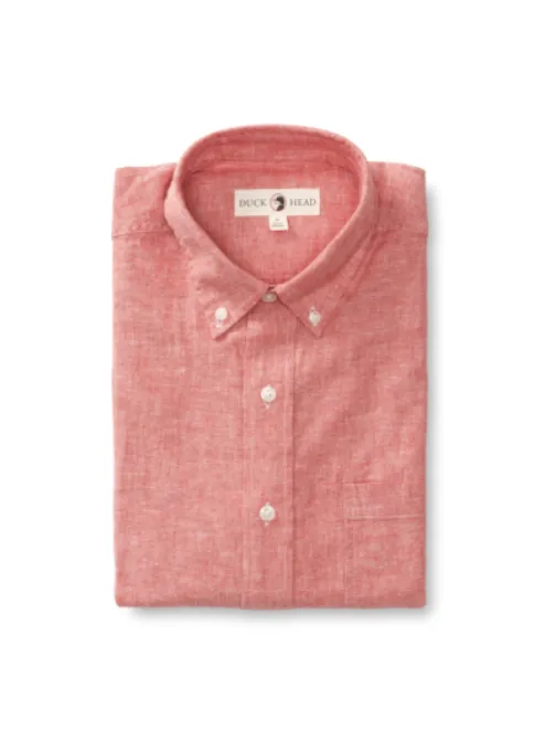 Duck Head Wallace Linen Shirt Sunkist Red
