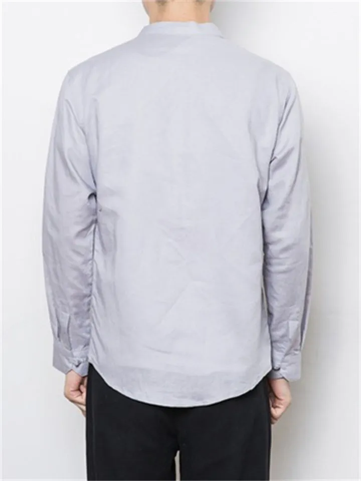 Fashion Cotton Linen Embroidery Shirts