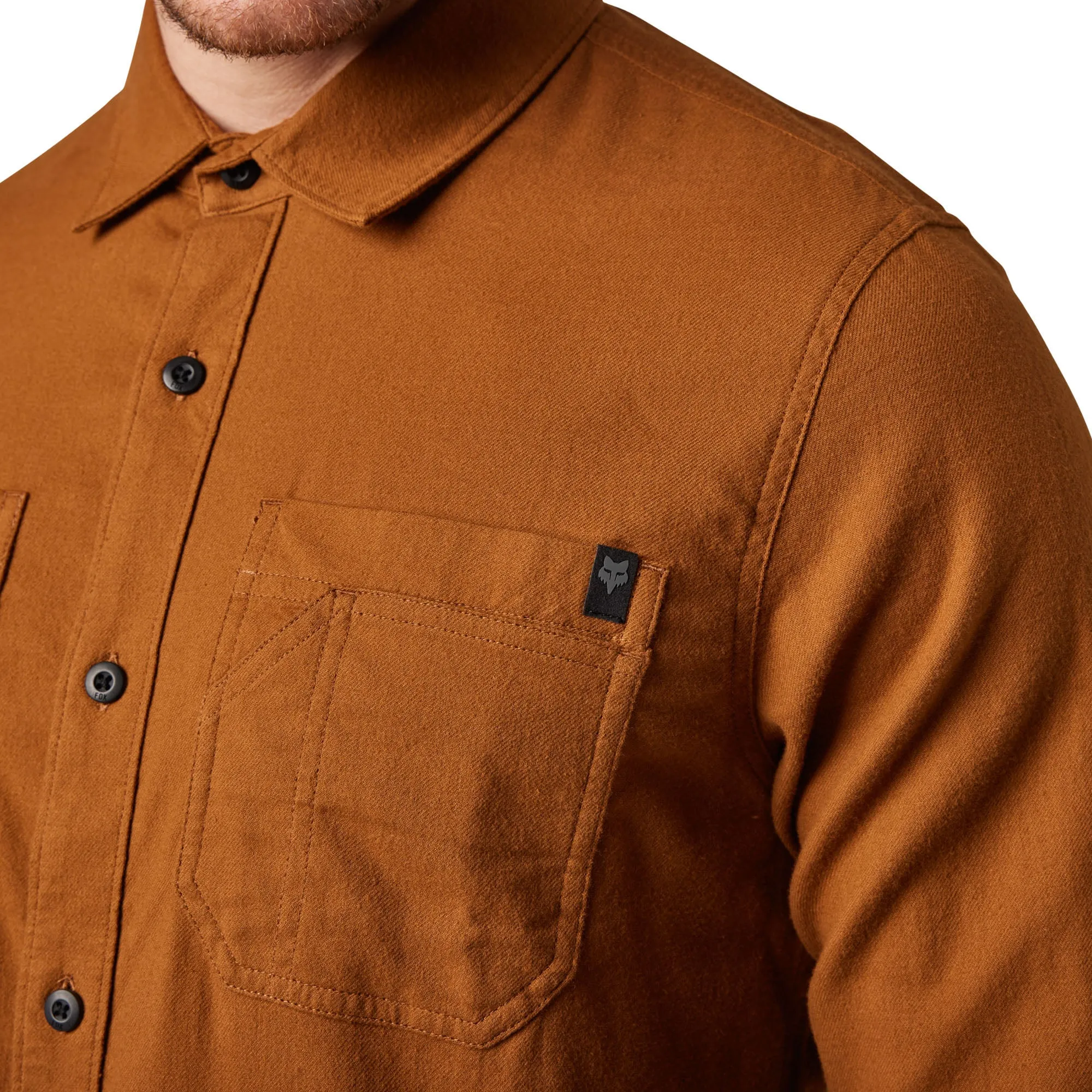 Fox Racing  Mens Ramp Up Utility Flannel Shirt Long Sleeve Pockets Stretch Nutmeg