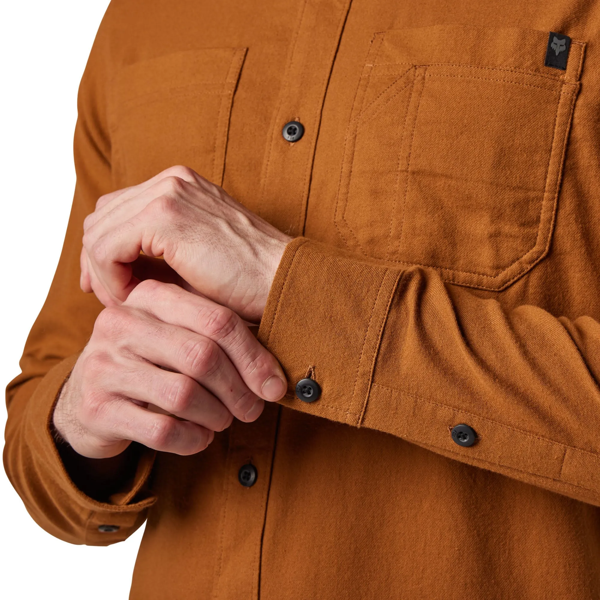 Fox Racing  Mens Ramp Up Utility Flannel Shirt Long Sleeve Pockets Stretch Nutmeg