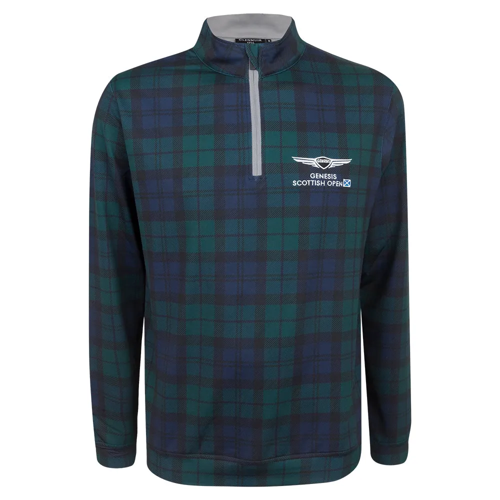 Genesis Scottish Open Glenmuir Men's Green Tartan 1/4 Zip Mid Layer
