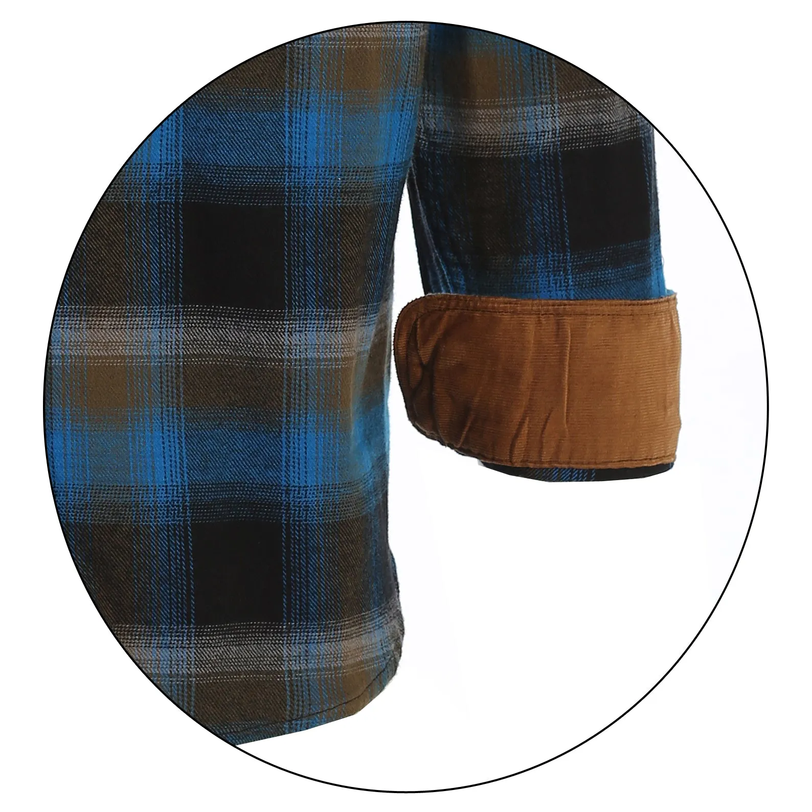 Gioberti Men's Night Blue 100% Cotton Brushed Flannel Plaid Checkered Shirt with Corduroy Contrast