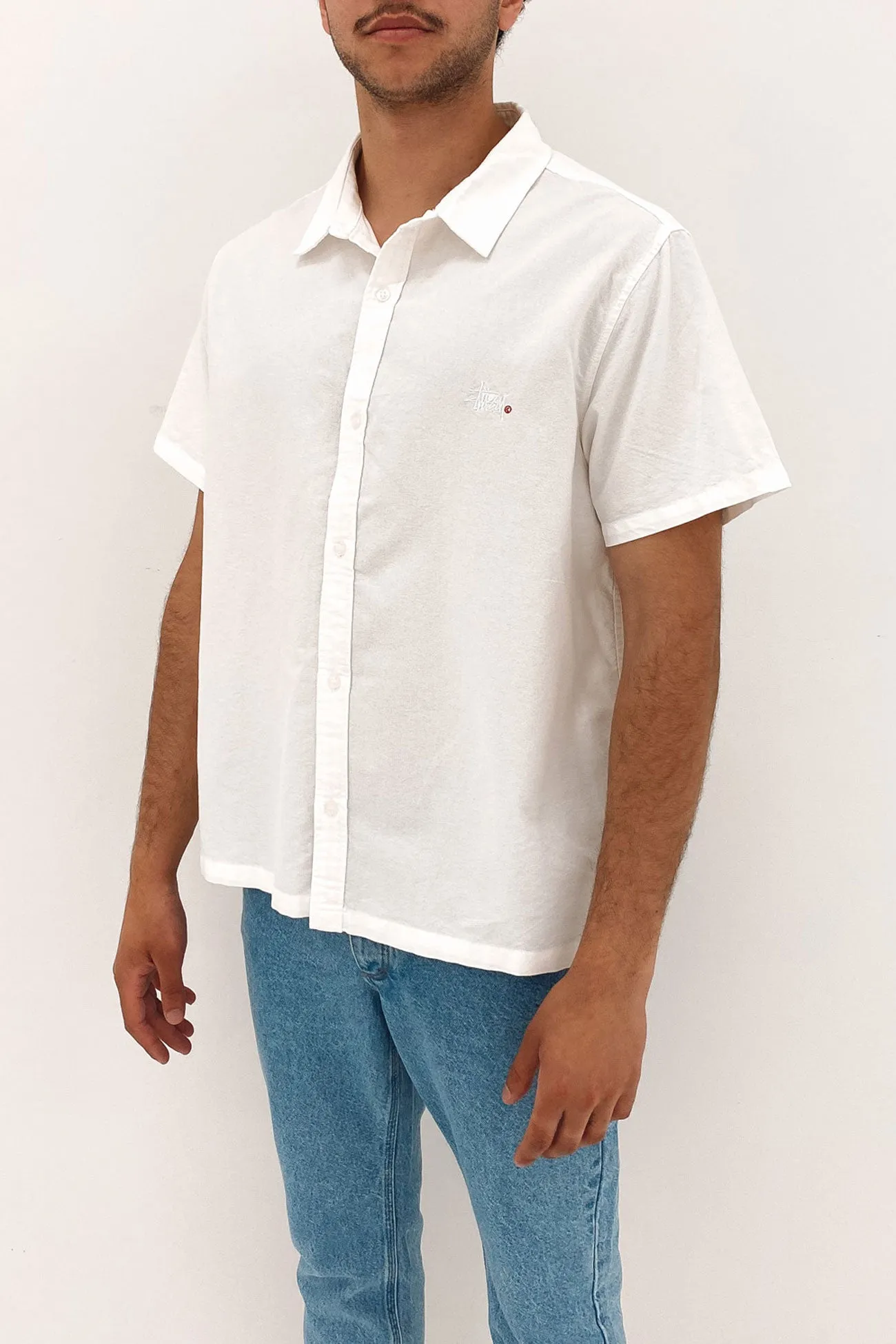 Graffiti Oxford Short Sleeve Shirt White