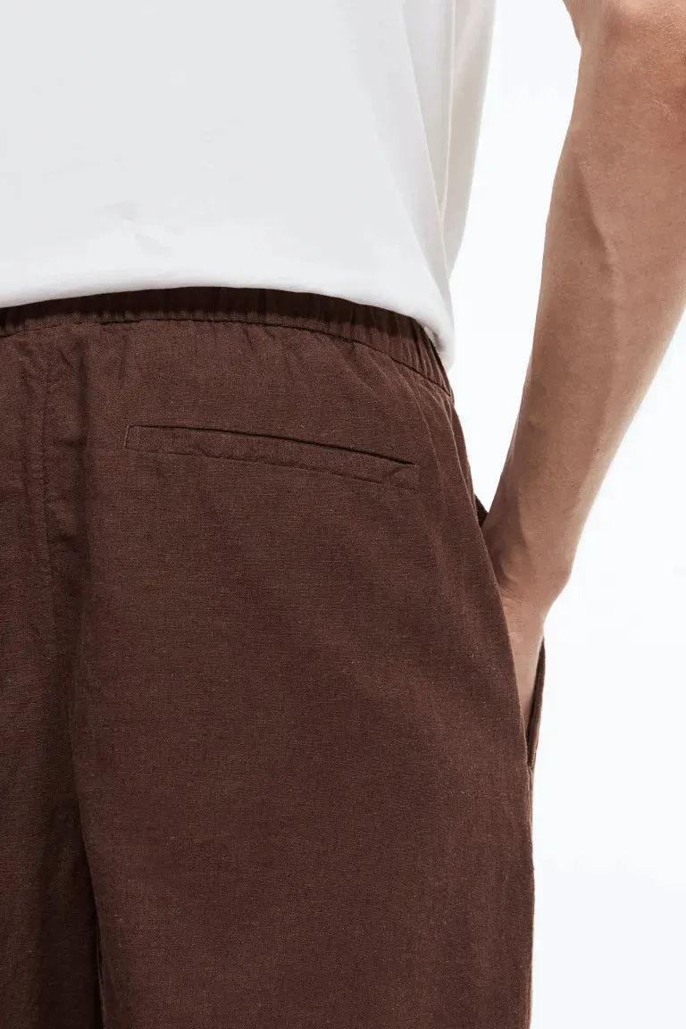 H&M Regular Fit Linen-blend trousers, brown