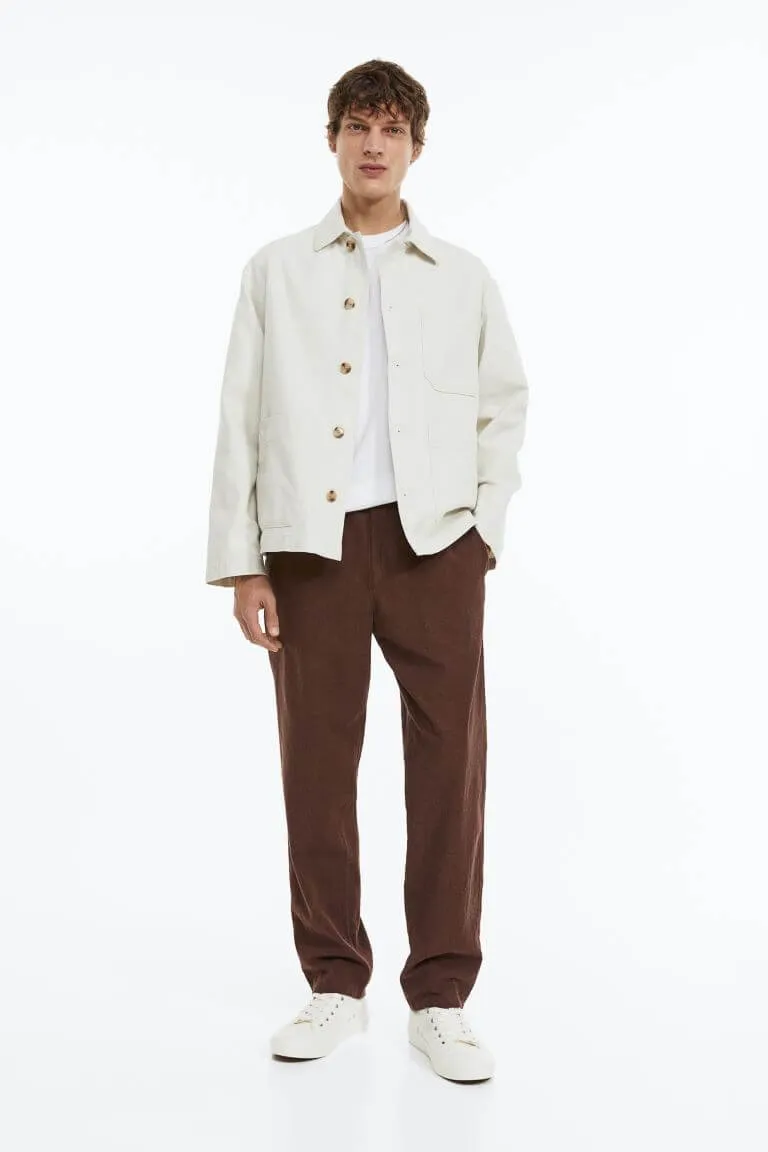 H&M Regular Fit Linen-blend trousers, brown