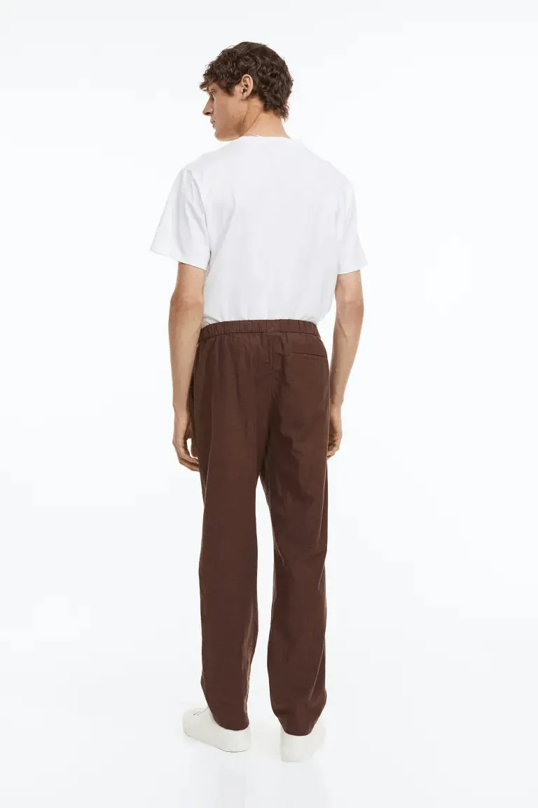 H&M Regular Fit Linen-blend trousers, brown