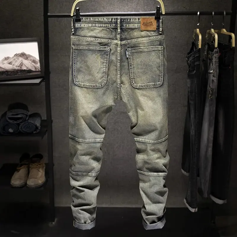 High Quality Luxury Men's Korean Style Retro Summer Jeans with Holes Designer Trendy Straight Plus Size 44 Denim Trousers Pants