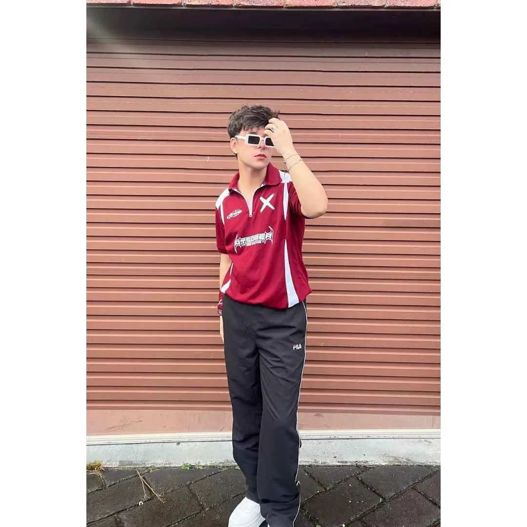 Maroon High Street Racing Zipper Polo T-Shirt