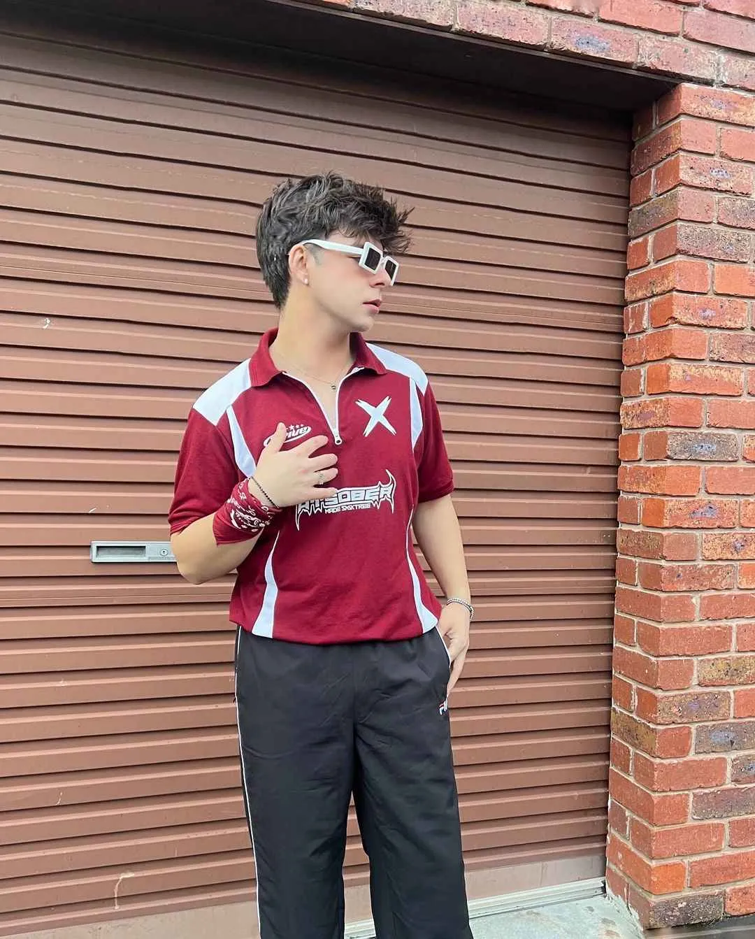 Maroon High Street Racing Zipper Polo T-Shirt