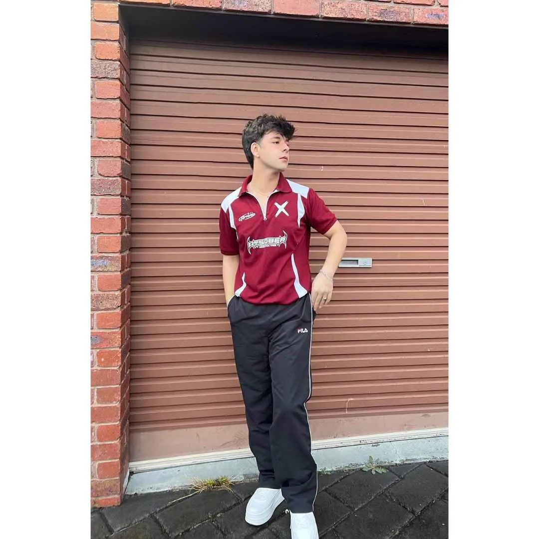 Maroon High Street Racing Zipper Polo T-Shirt