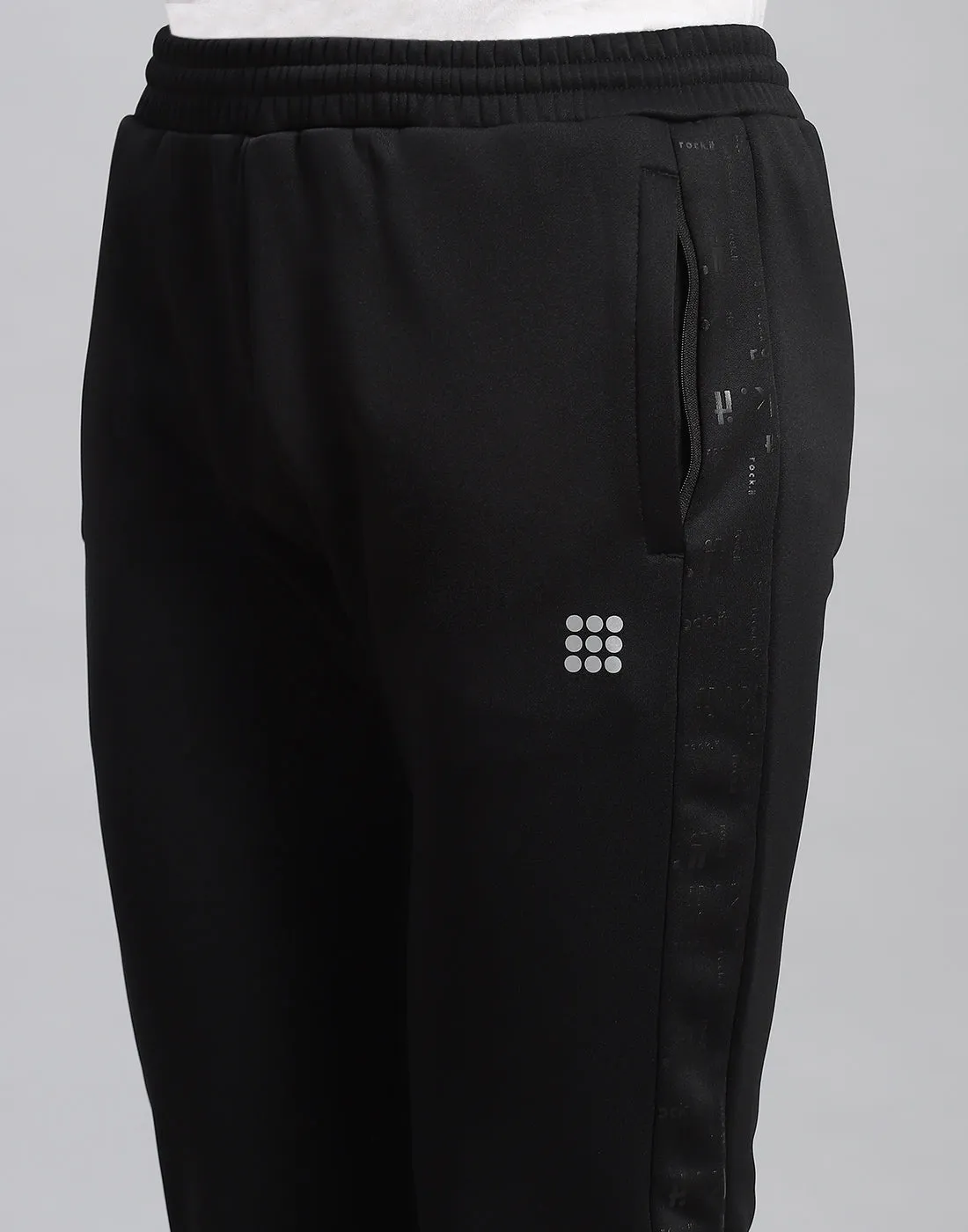 Men Black Printed Hooded Full Sleeve Tracksuit