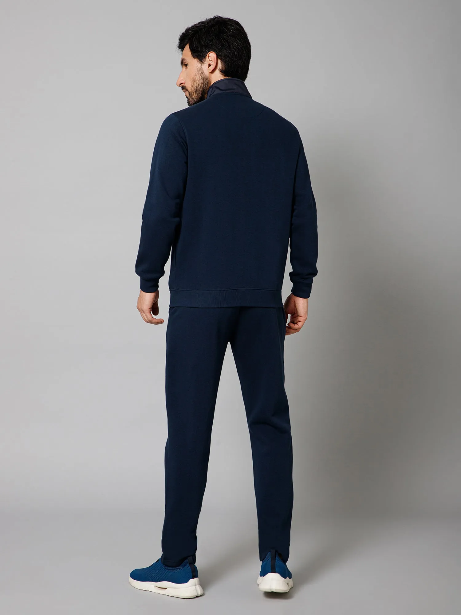 Men Color-blocked Full Sleeve Mock Collar Regular Fit Winter Wear Track Suit for Men