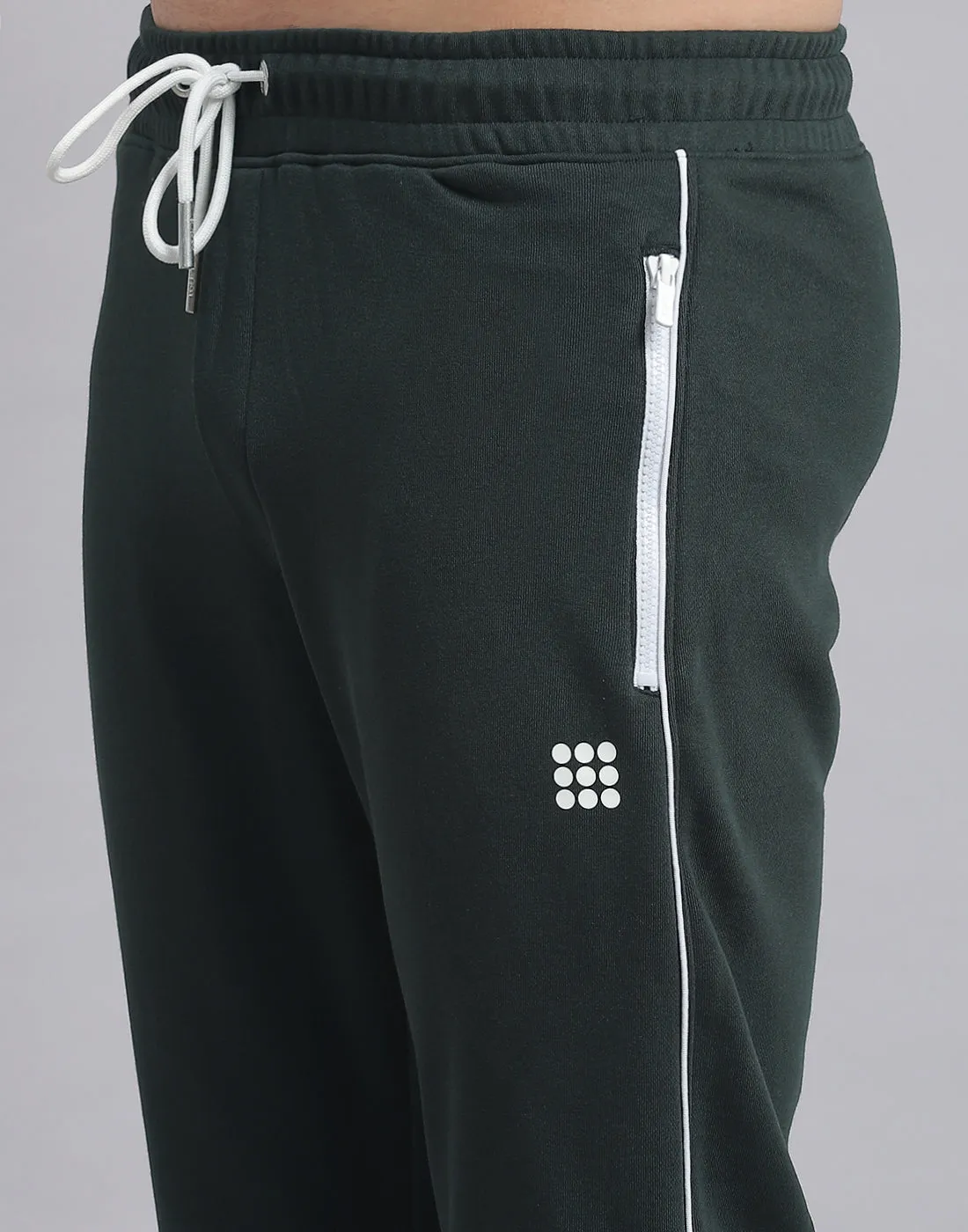Men Green Solid Hooded Full Sleeve Tracksuit