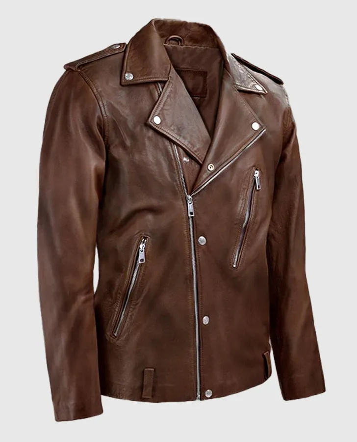 Men's Beast Spanish Brown Biker Leather Jackets