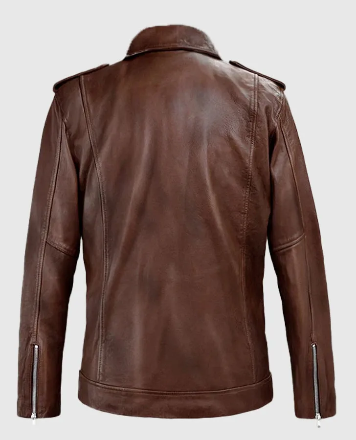Men's Beast Spanish Brown Biker Leather Jackets