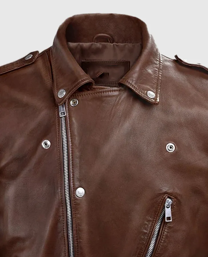 Men's Beast Spanish Brown Biker Leather Jackets