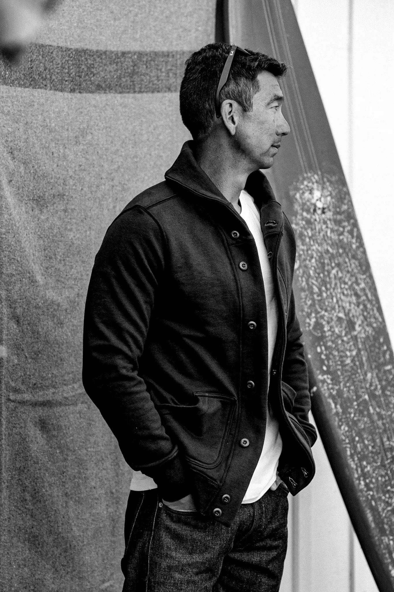 Men's Bodega Shawl Cardigan | 14oz 100% Cotton French Terry- Basalt