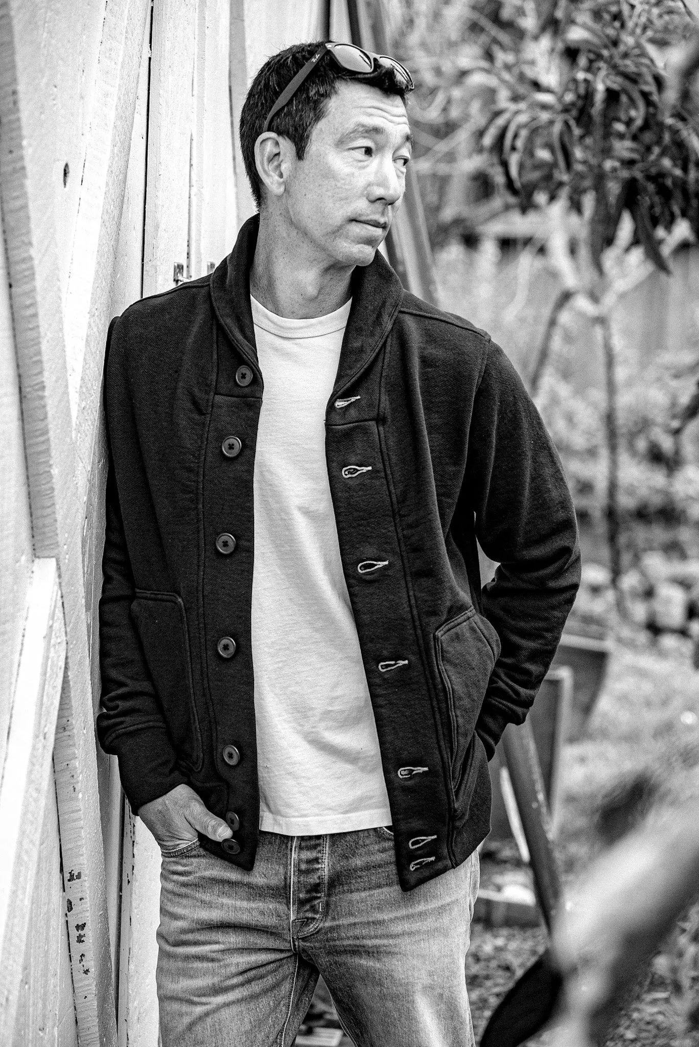 Men's Bodega Shawl Cardigan | 14oz 100% Cotton French Terry - Navy