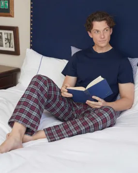 Men's Brushed Cotton Pyjama Trousers - Litton Burgundy Tartan