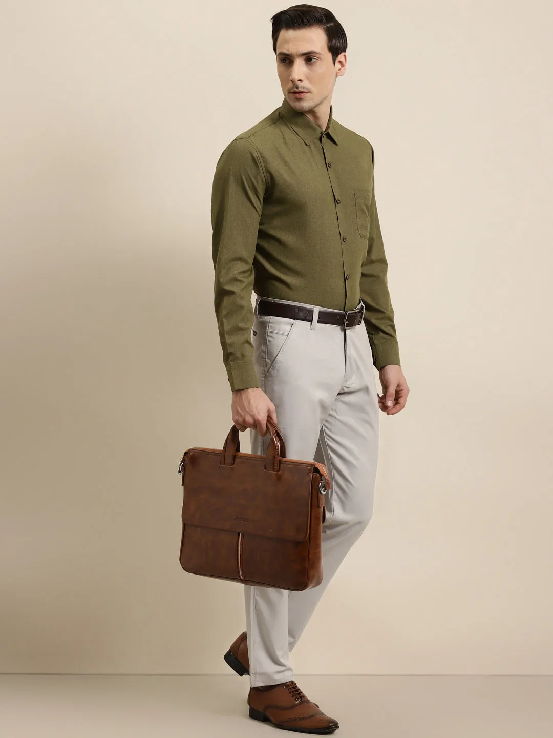 Men's Cotton Blend Light grey Solid Trouser - Sojanya