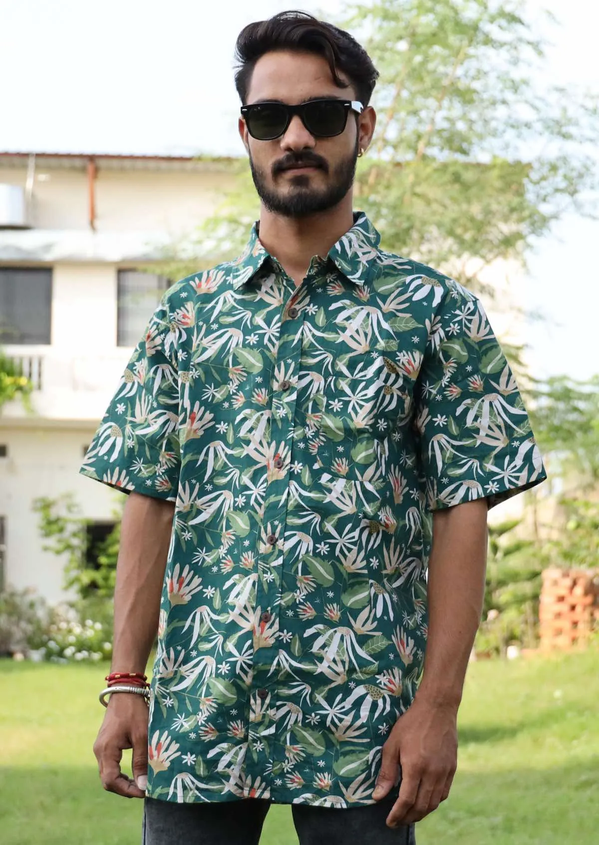 Men's Cotton Shirt Flannel Flower