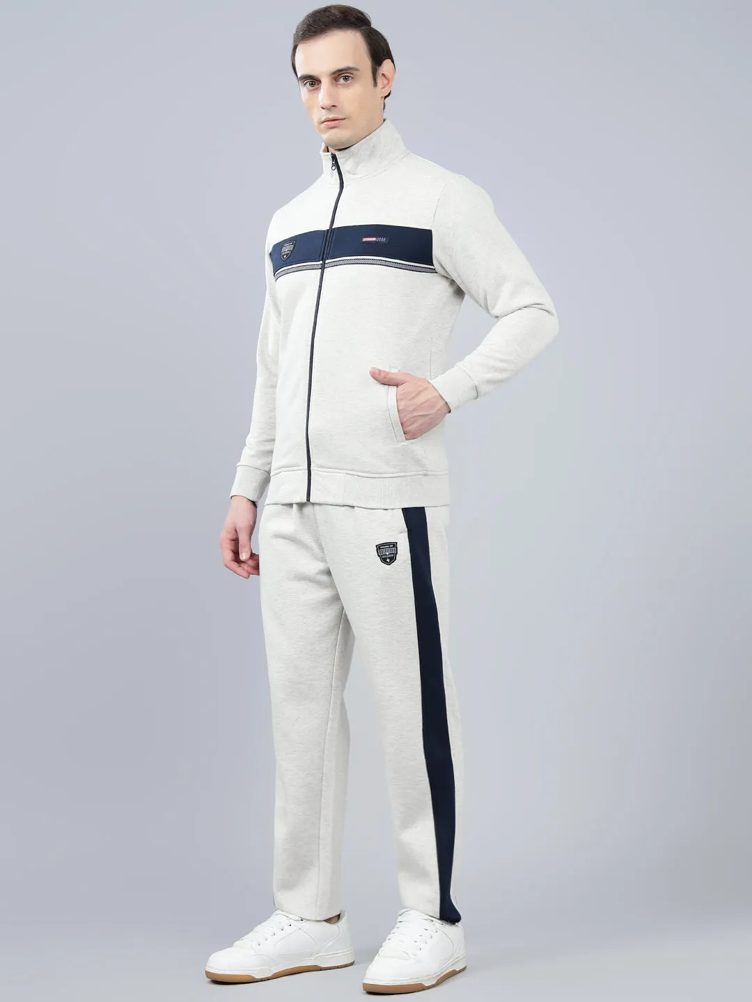 Men's Ecru Solid Winter Track Suit