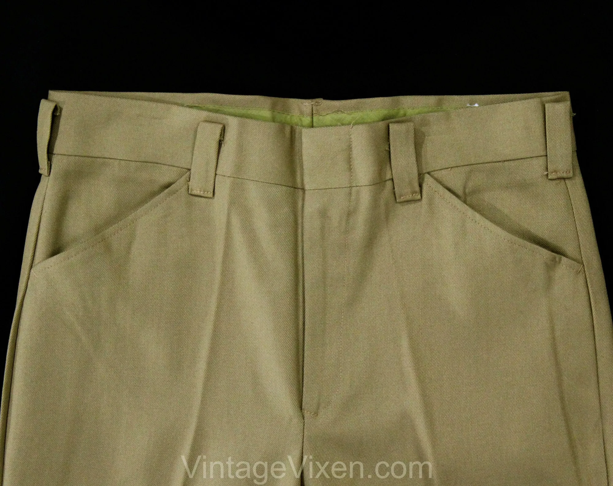 Men's Large XL 60s Pants - Mod Late 1960s Khaki Brown Tailored Pant - Boot Cut Flare Leg Trouser - Savoy Deadstock - Waist 39 - Inseam 35