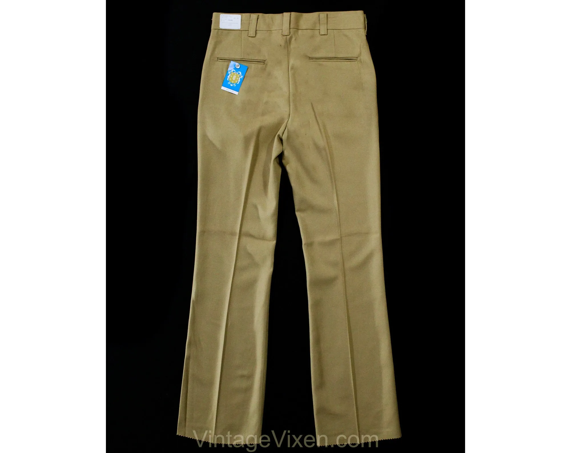 Men's Large XL 60s Pants - Mod Late 1960s Khaki Brown Tailored Pant - Boot Cut Flare Leg Trouser - Savoy Deadstock - Waist 39 - Inseam 35