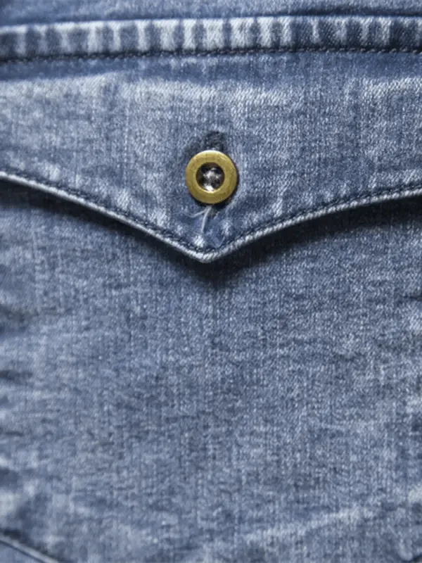 Men's Long-Sleeve Distressed Denim Shirt
