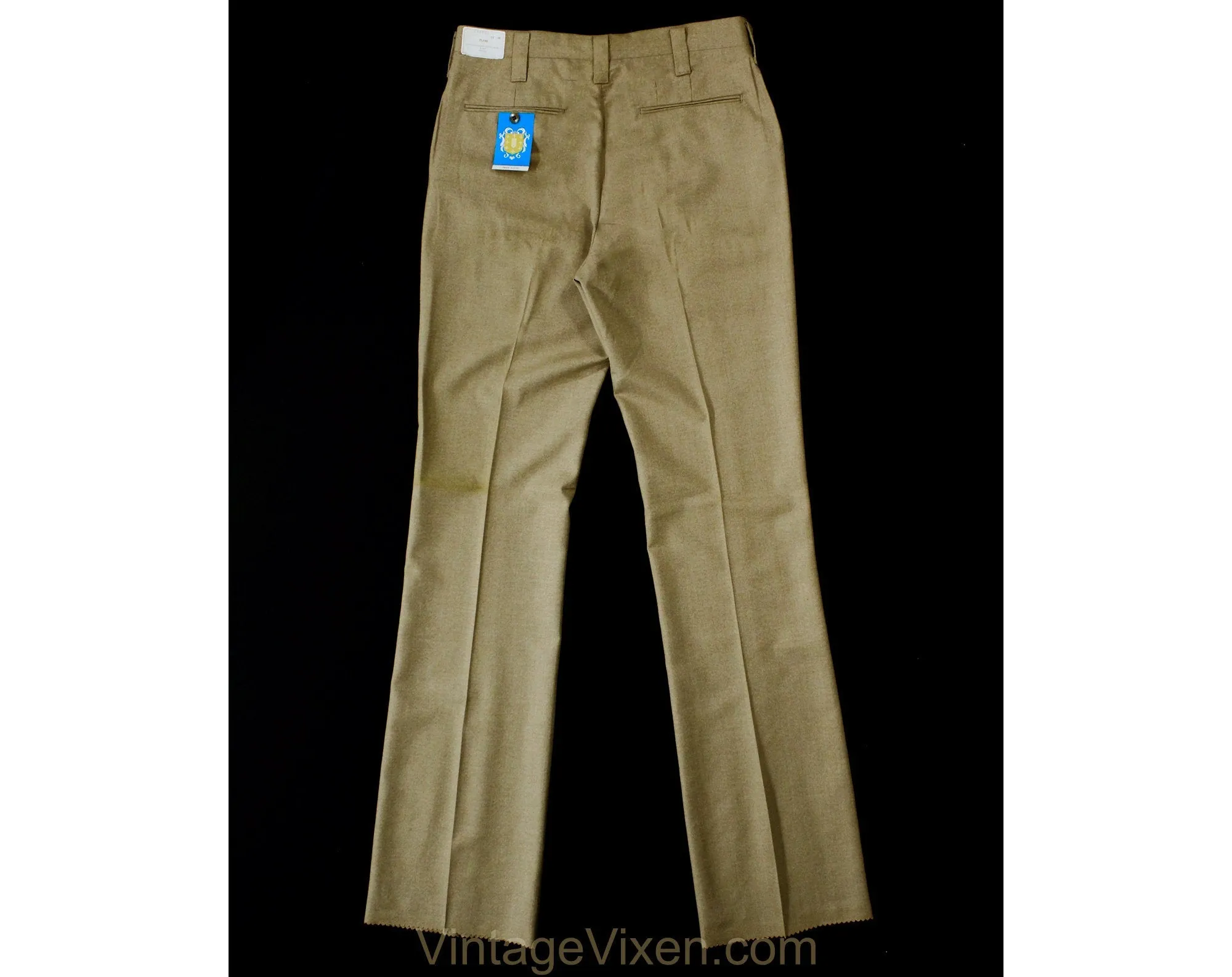Men's Medium 60s Pants - Mod Late 1960s Khaki Brown Tailored Pant - Boot Cut Flare Trouser - Handsome Deadstock - Waist 33.5 - Inseam 37.75
