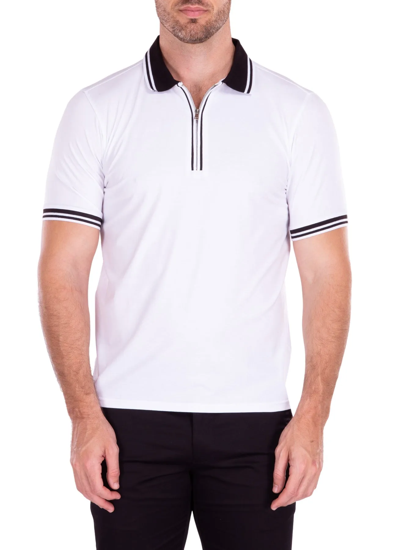 MEN'S POLO SHIRT | MODERN FIT EUROPEAN DESIGN WHITE | 218219 | CLEARANCE