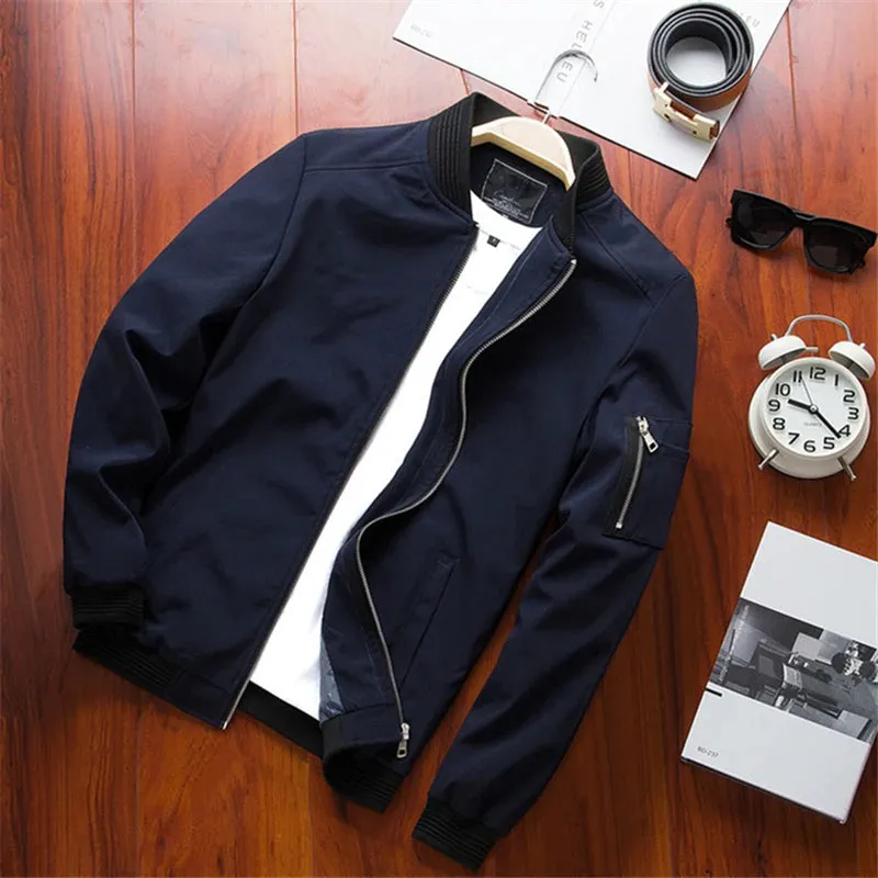 Men's Slim Fit Bomber Jacket - Zipper Windbreaker