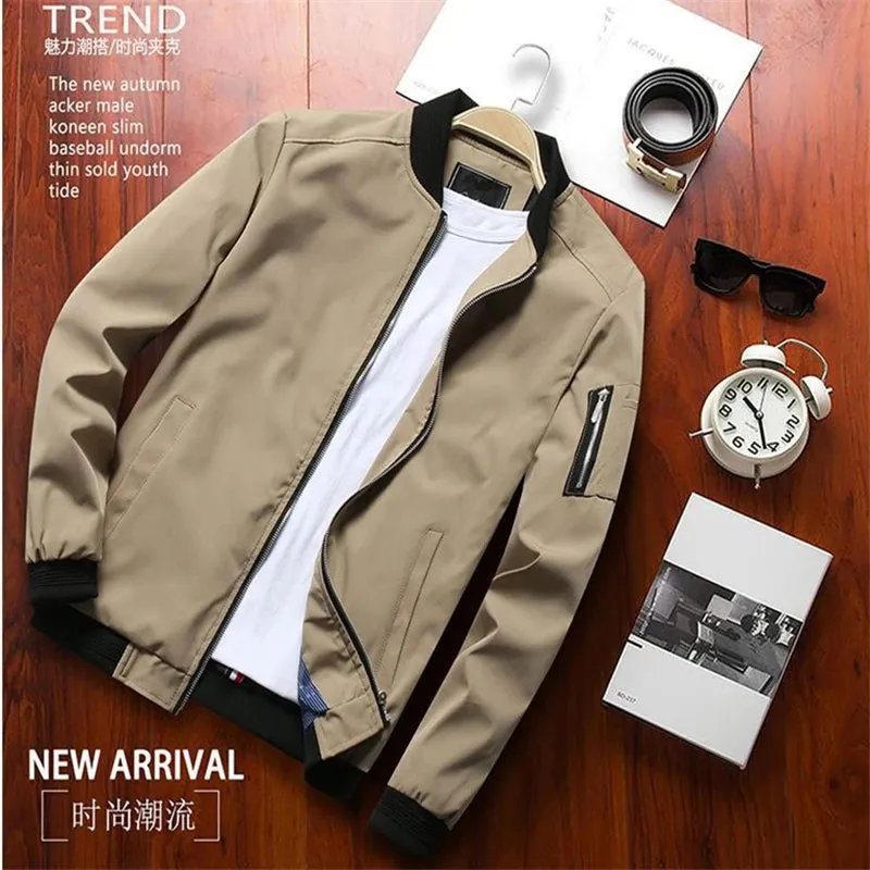 Men's Slim Fit Bomber Jacket - Zipper Windbreaker