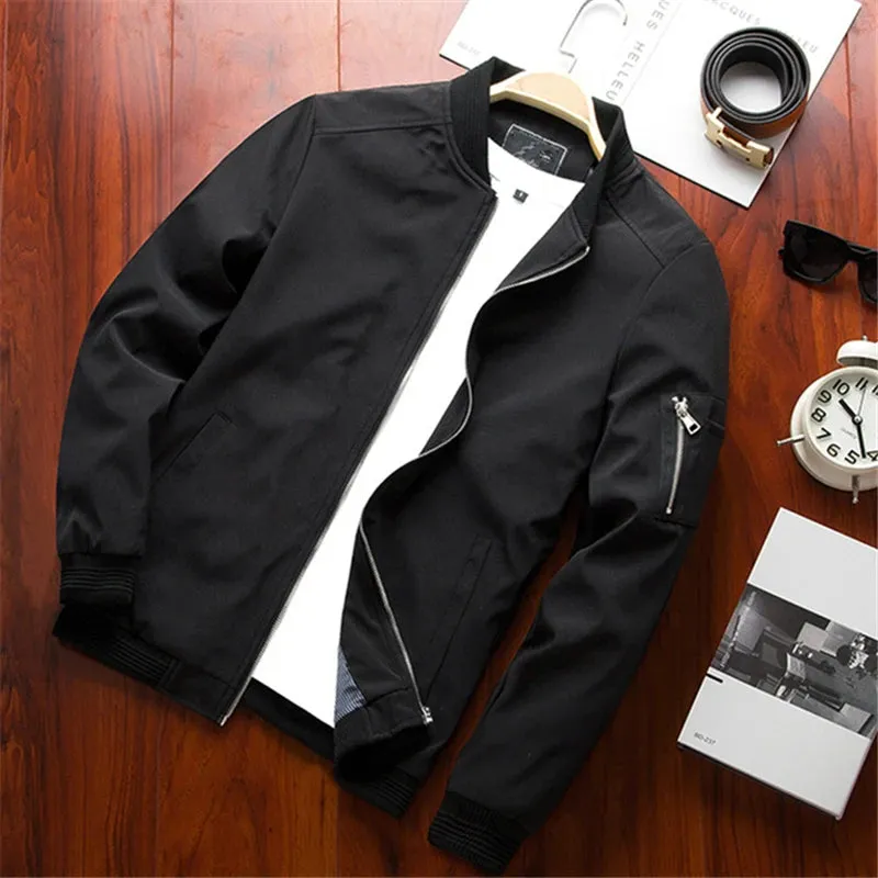 Men's Slim Fit Bomber Jacket - Zipper Windbreaker