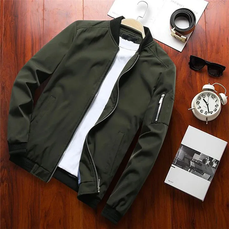 Men's Slim Fit Bomber Jacket - Zipper Windbreaker